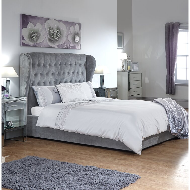 Wayfair grey online velvet bed